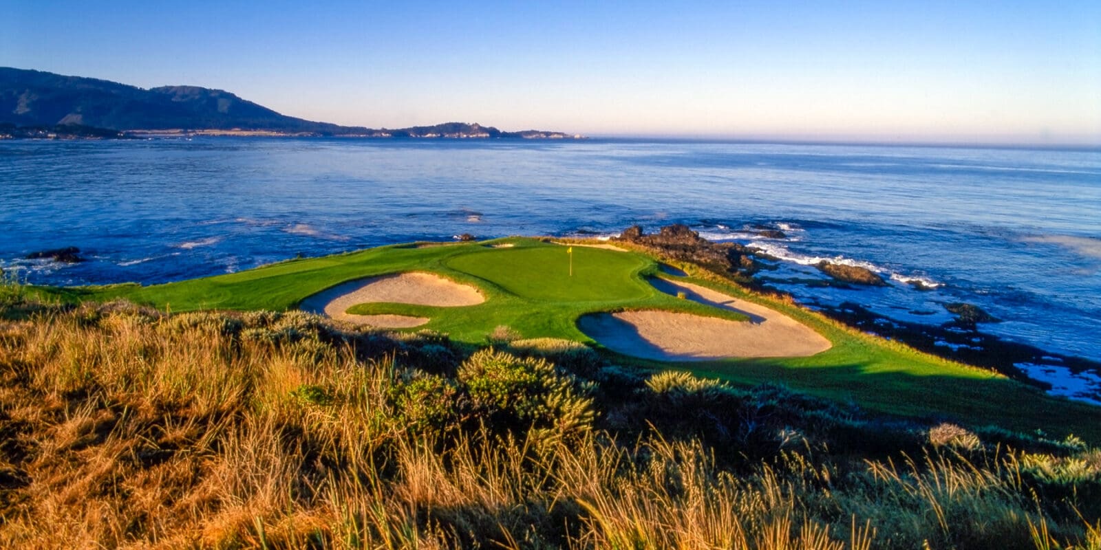 Pebble Beach Hole 7 Black and White Golf Art | Signature Collection