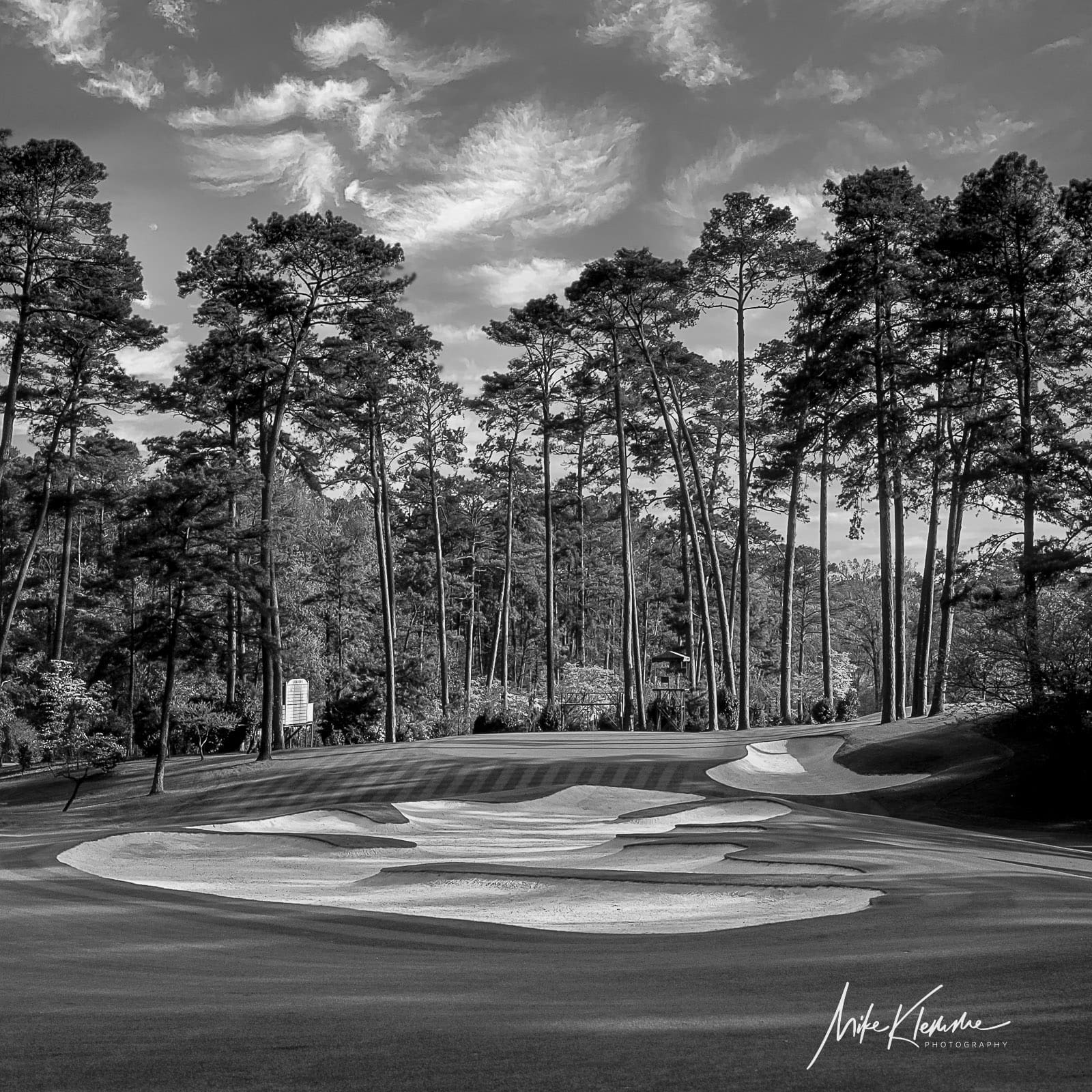 Augusta National Hole 10 Black and White Golf Art | Monochrome Collection