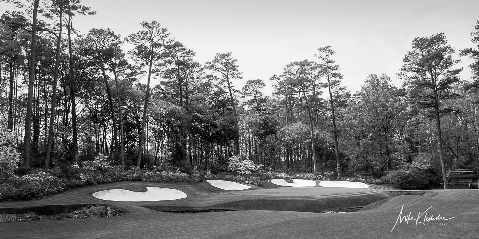 Augusta National Hole 13 Black and White Golf Art | Monochrome Collection