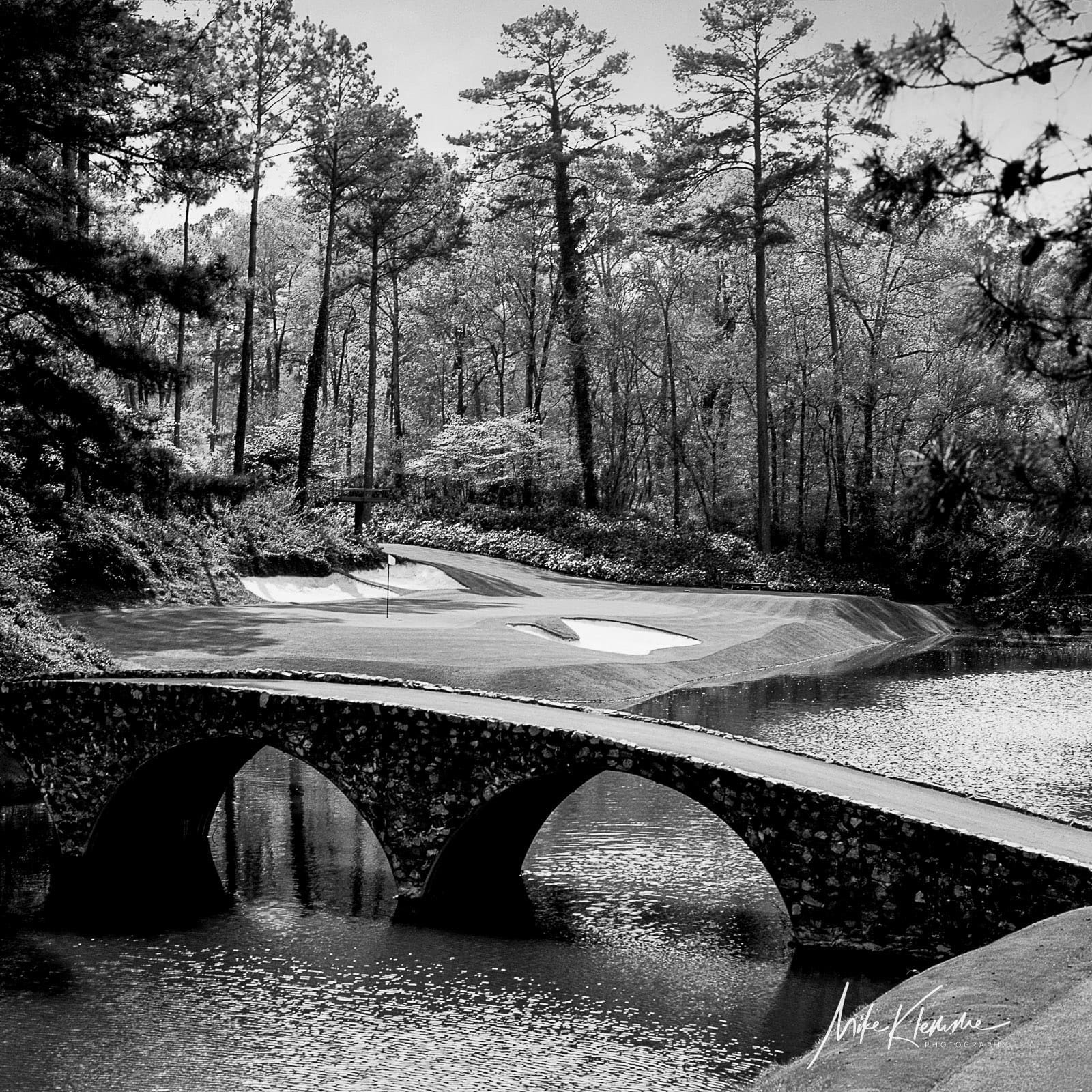 Augusta National Hole 12 Black and White Golf Art | Monochrome Collection